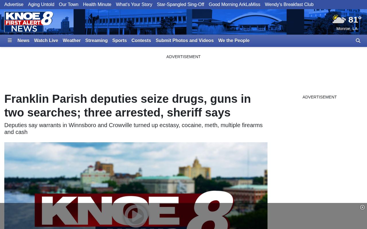 KNOE regional news report concerning a Franklin Parish sheriff investigation
