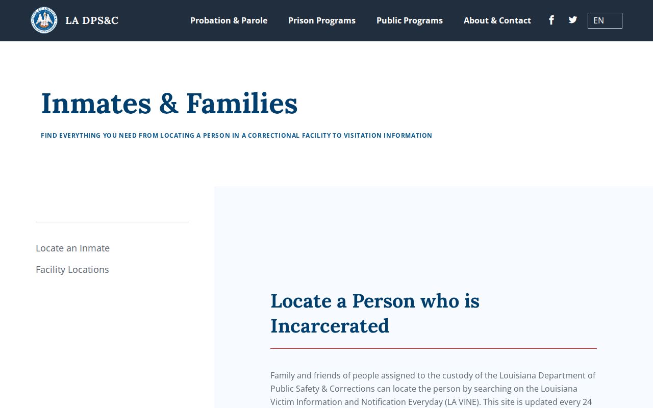 Louisiana DPS&C instructions for Franklin Parish custody record lookup